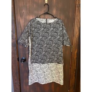 Gerard Darel Paris Womens Black White Geometric Grid Dress Size 42 FR